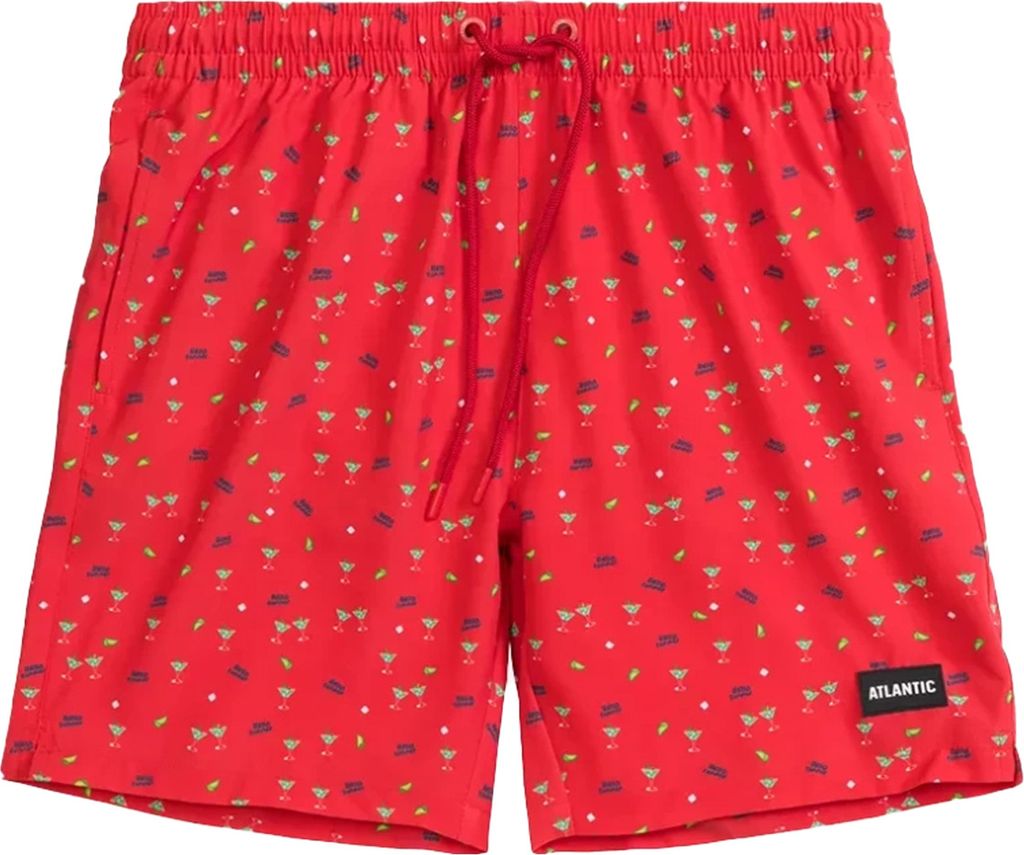 Atlantic Herren-Badeshorts KMB-221 Hello Summer | Drink- & Zitrus-Print | 4-Wege-Stretch | Polyester mit Elasthan | Größe S-XXL