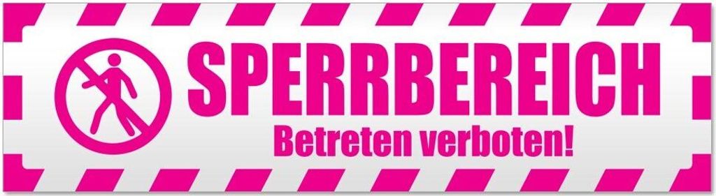 Kiwistar Sperrbereich betreten gestreift Magnetschild Schild magnetisch - 45cm Pink - Magnetfolie für Auto PKW Kfz