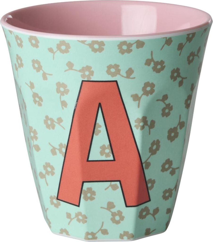 Rice Melamin Becher Medium Buchstaben Blumen A