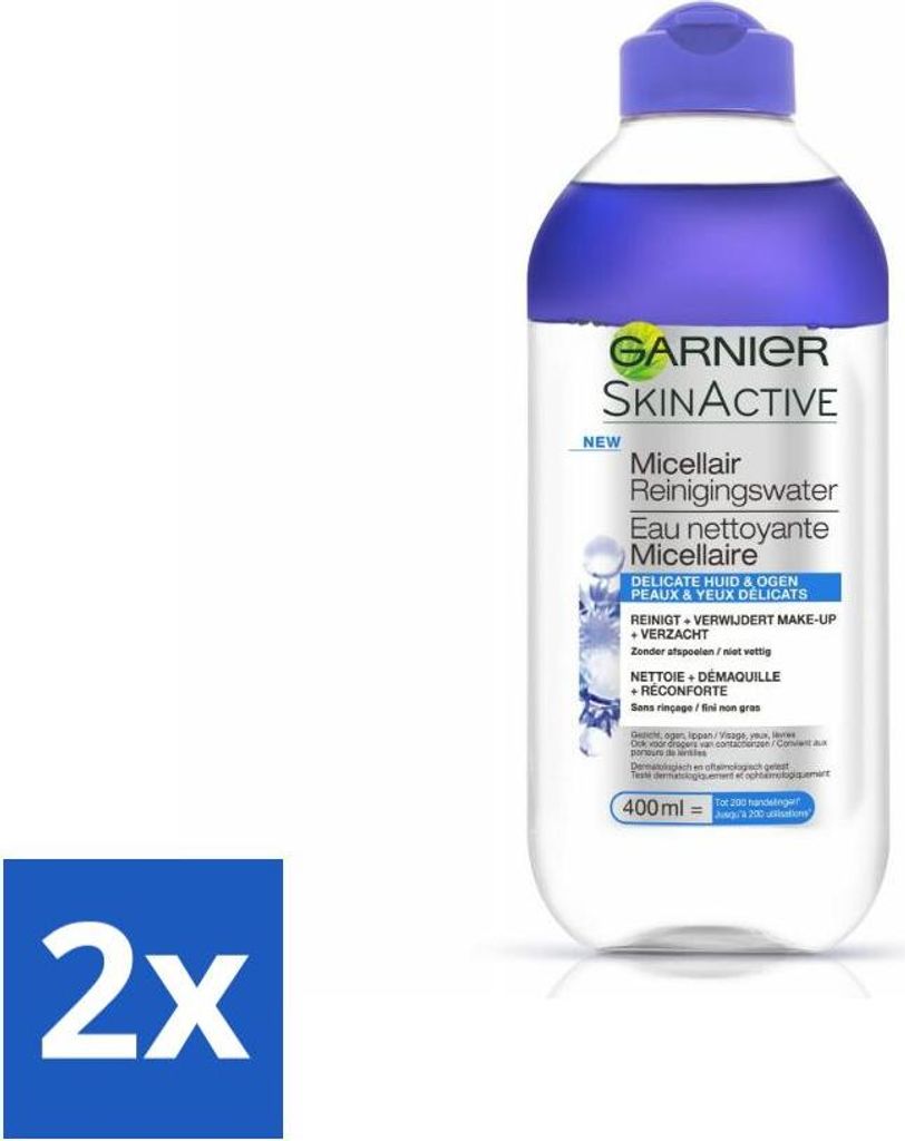 Garnier - SkinActive - Mizellen-Reinigungswasser - Zarte Haut & Augen - Beruhigend & Reinigend - 400 ml - Vorteilspack - 2 Stücke
