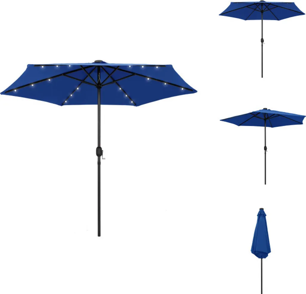Ombrellone Alluminio 270 cm Azzurro con LED vidaXL | Arredo Esterni