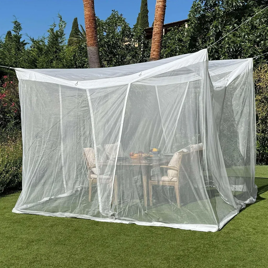 Moustiquaire de jardin 3x3m blanc pour repas sur terrasse et véranda