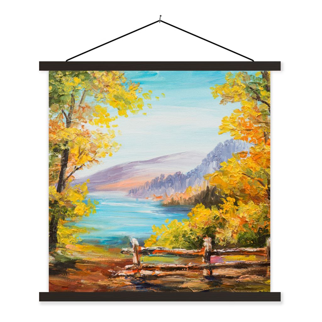 MuchoWow Textilposter Malerei - Ölgemälde - Pflanzen - Natur 60x60 cm mit schwarzem Rahmen - Posteraufhänger