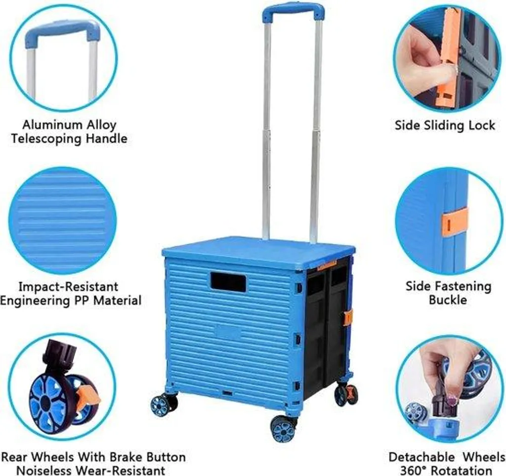 Chariot de courses pliable 45 kg - Fini le mal de dos au quotidien