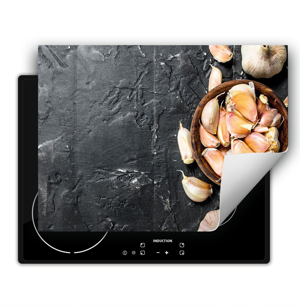 DarHaus Herdabdeckplatte 80x52 cm Anti Rutsch Matte Aufrollbar, schiefer - Knoblauch