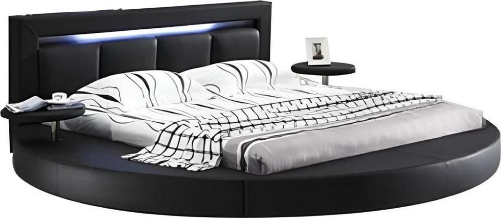Bett Schlafzimmer Schwarz Designer Luxus LED-Licht Komplett Doppelbett Hotel Neu