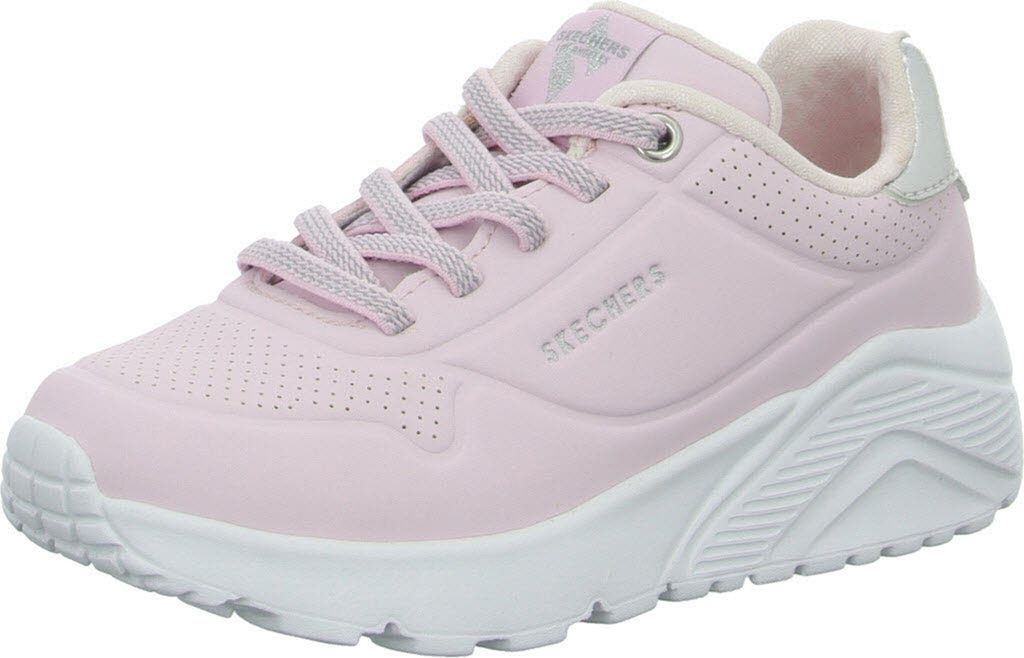 Skechers Kinder-Mädchen-Sneaker-Slipper UNO LITE Weiß-Silber-Pink, Farbe:rot, EU Größe:30