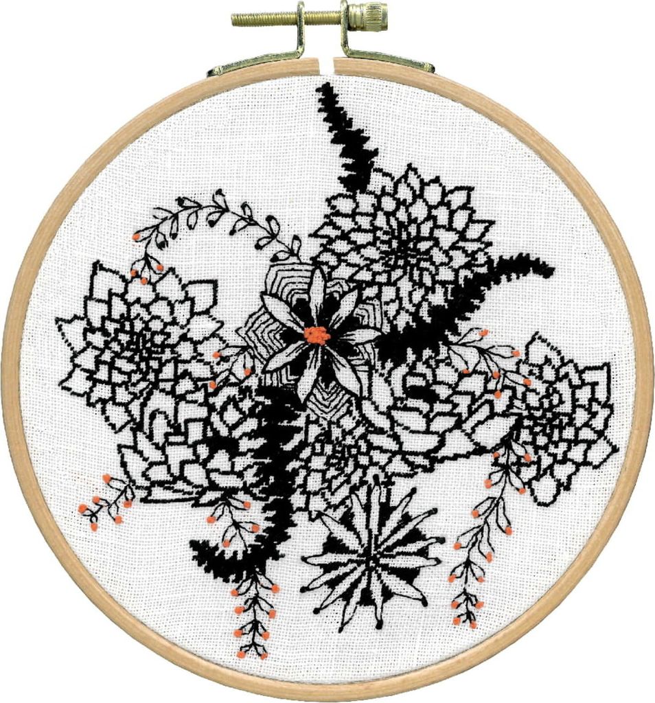 Le Bonheur des Dames Petit Point Stickpackung "Blumen II", Zählmuster, diam. 15cm