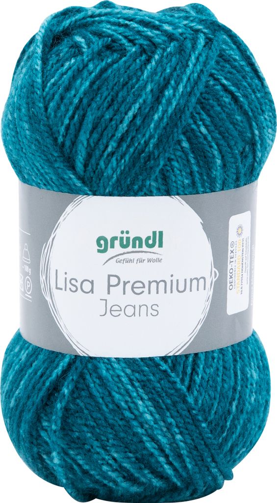 Gründl Wolle Lisa Premium Jeans 50 g grünblau meliert Produktbild 