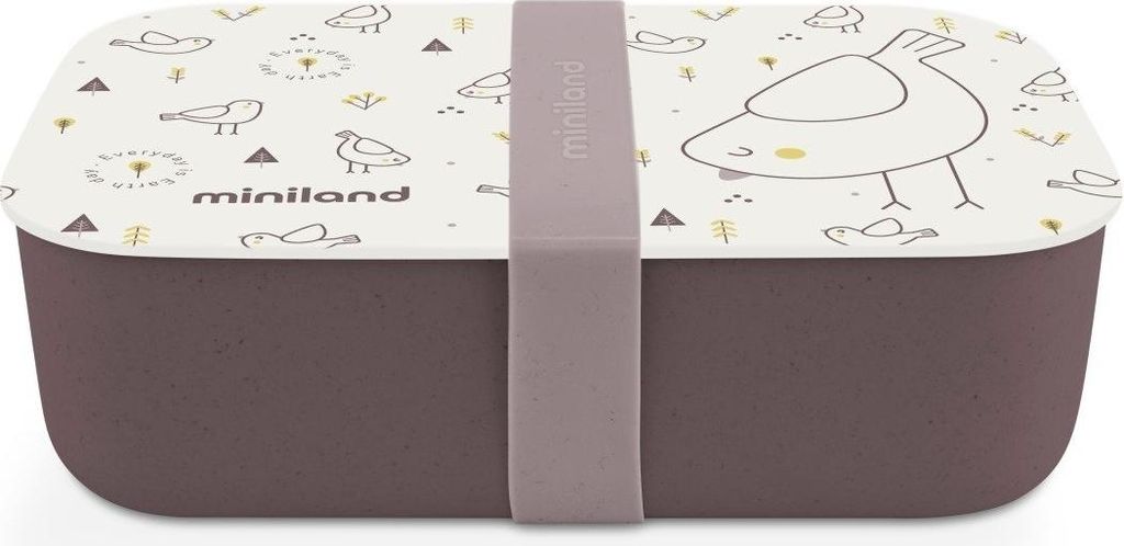 Miniland ECO-freundliche Box zur Aufbewahrung von Lebensmitteln/Snacks, 1L, Vogel