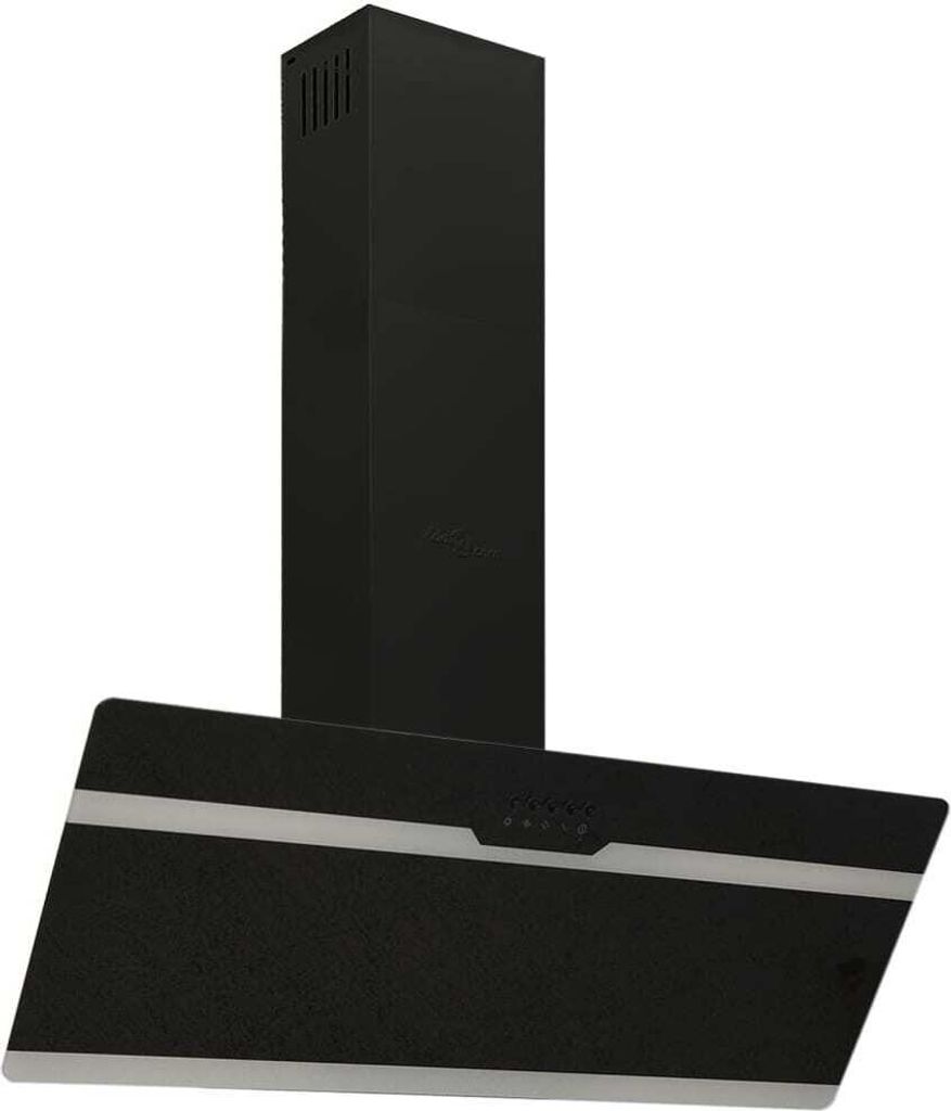 Dunstabzugshaube 90 cm Stahl und Hartglas Schwarz