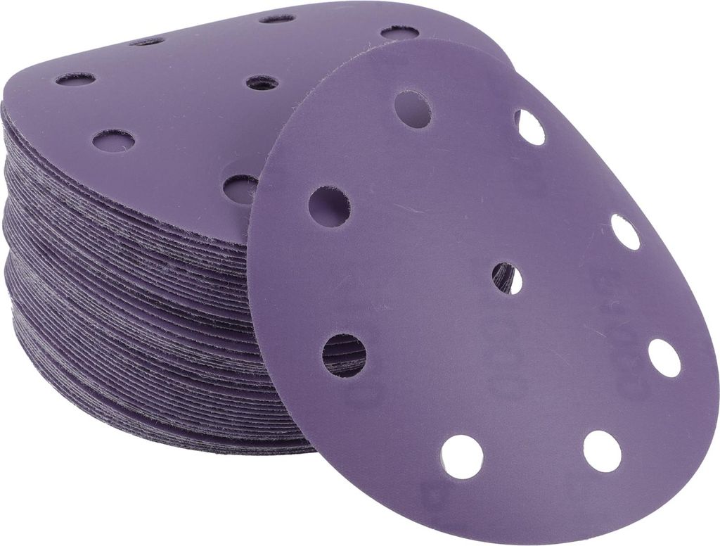 50 Stk. Schleifscheiben, 5" 9 Loch 1000 Körnung Klett-Schleifpapier Universal für Metall, Holz, Automobilreparatur Haltbarkeit Keramik-Polyester-...
