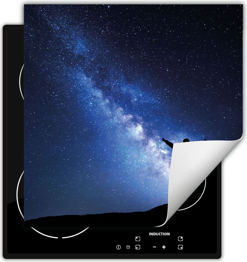 DarHaus Herdabdeckplatte 60x52 cm Anti Rutsch Matte Aufrollbar, Nacht - Sterne