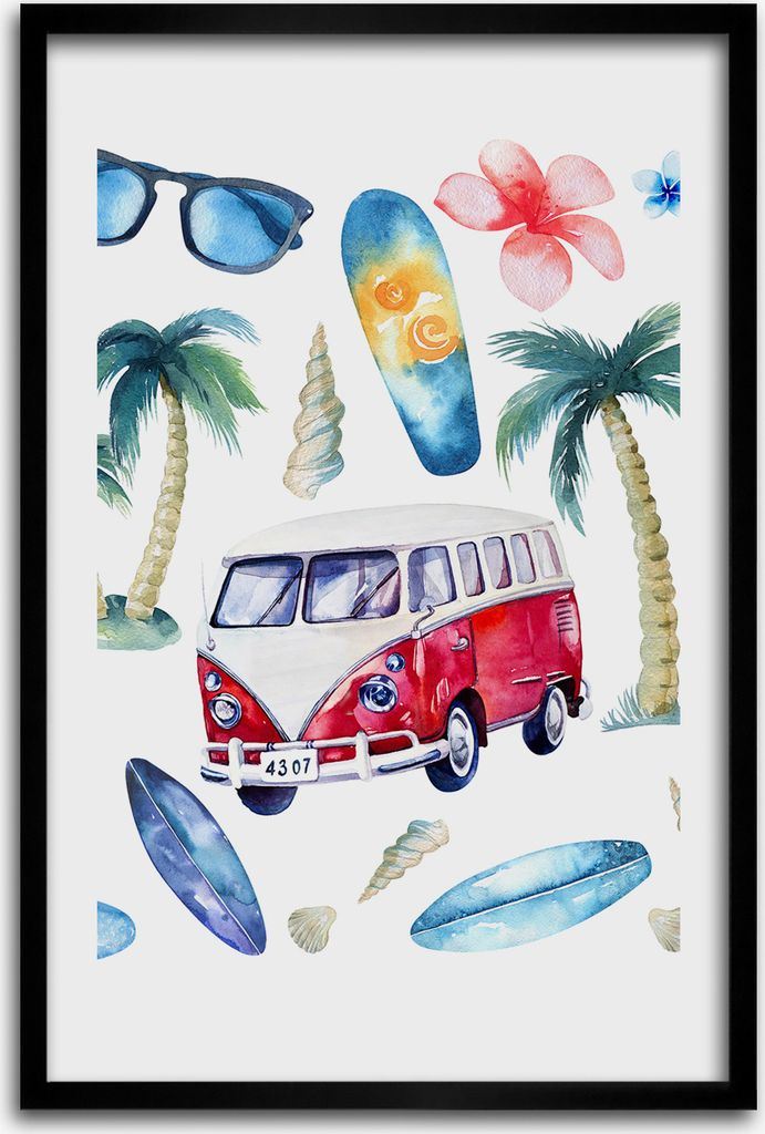 Bild - Bilderrahmen - 40 cm x 60 cm - MDF - Rahmen - Wandkunst - Surfer-Set