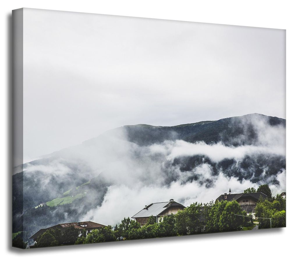 Leinwanddruck Natur - Berge im Nebel, 40 x 30 cm