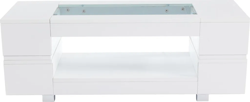 Sweiko Table Basse LED Blanche Bluetooth - Table de Salon Design Moderne - 15