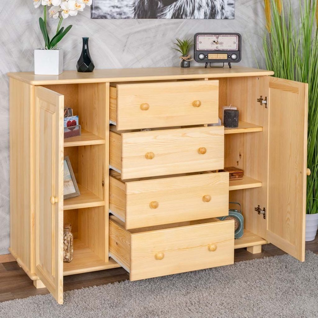 Kommode Massivholz 044 - 100 x 136 x 42 cm (H x B x T)