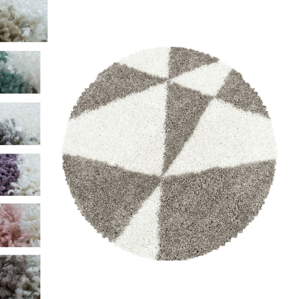 Design Hochflor Teppich Wohnzimmerteppich Muster Abstrakte Dreiecke Grau 