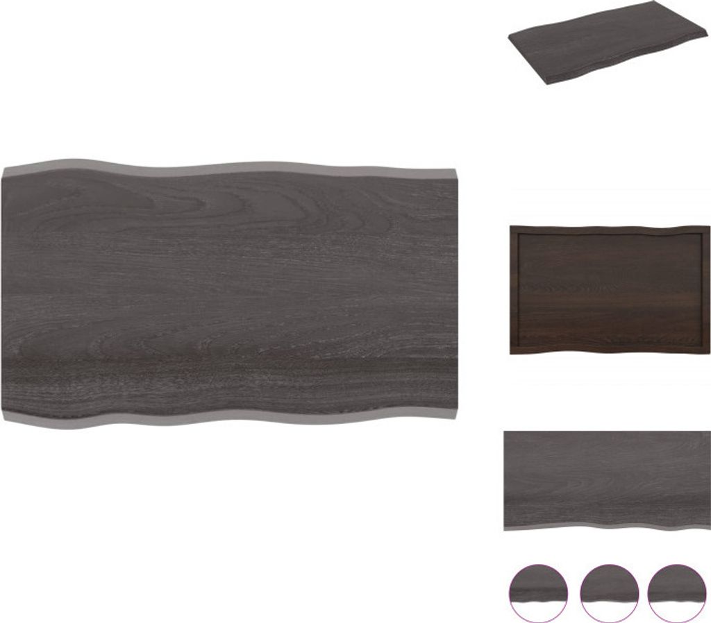 vidaXL Tischplatte 100x60x(2-4) cm Massivholz Behandelt Baumkante - Tischplatten