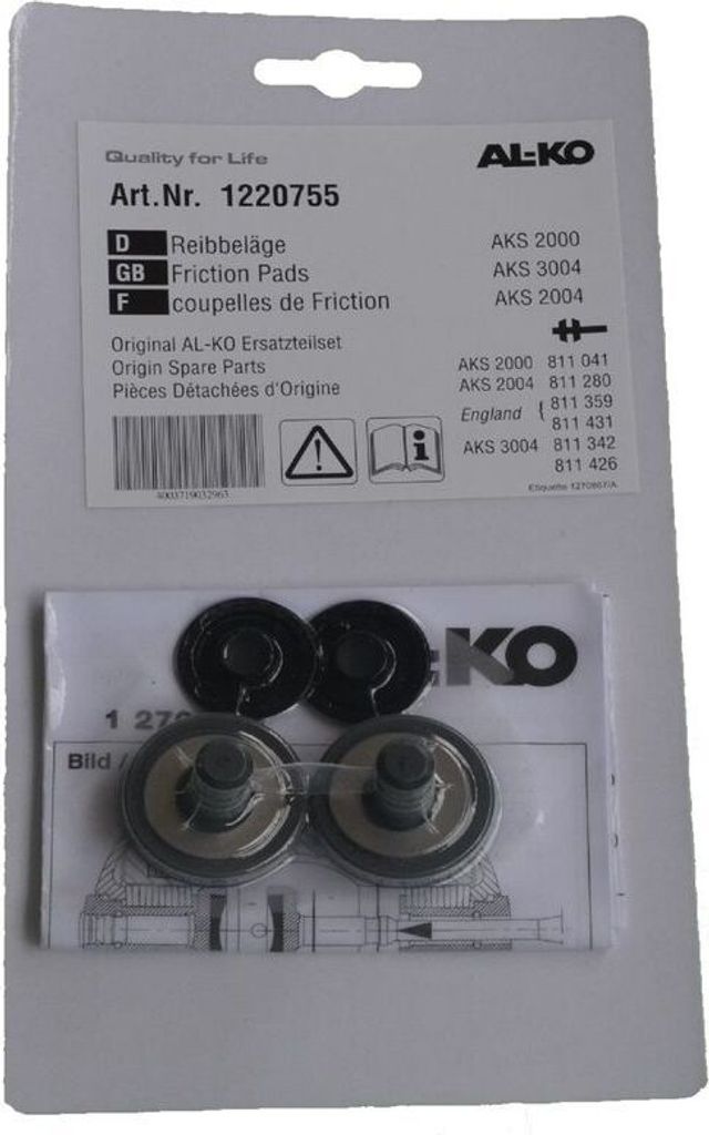1 Satz AL-KO - Reibbeläge Set - gesteckt - Hersteller ALKO - Teile Nr. 1220755