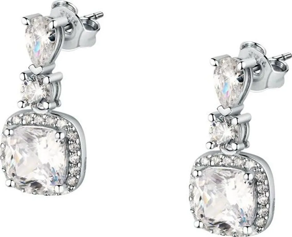 Puces d'oreilles élégantes en argent véritable et oxydes de zirconium