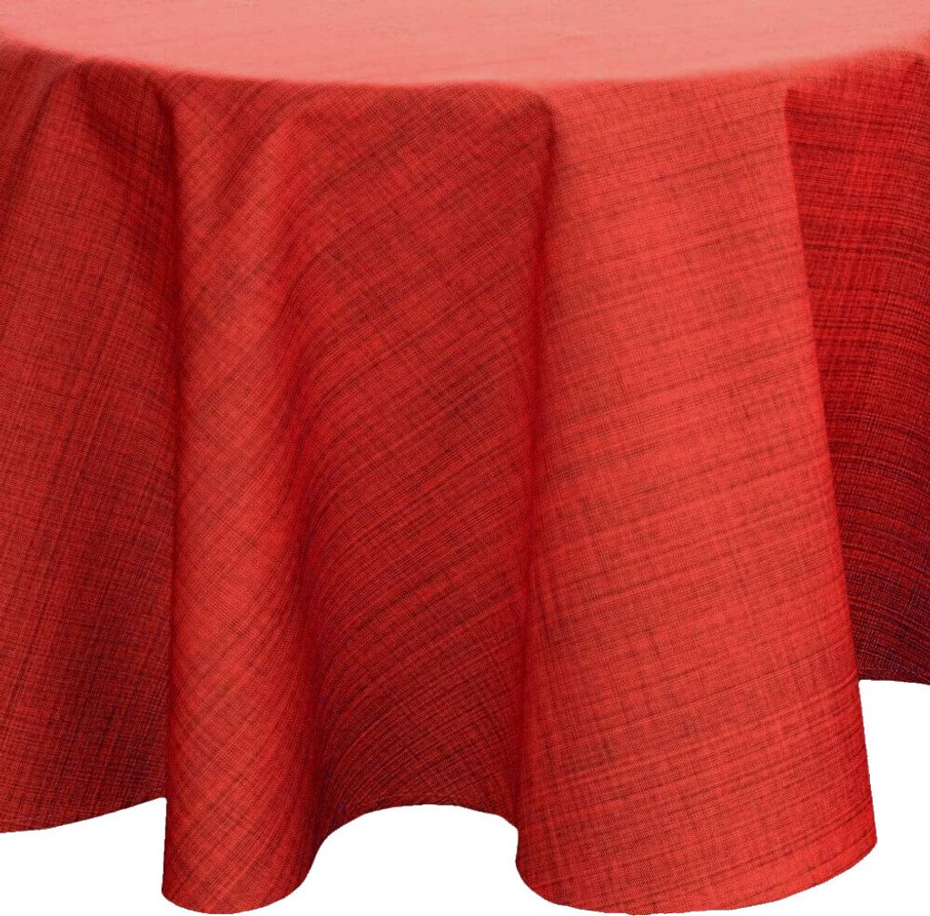 Tischdecke Outdoor Rot Garten Balkon Tischtuch Ø 145 cm rund witterungsbeständig meliert
