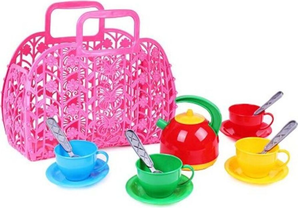 Set de vaisselle en plastique 3 couleurs dans un sac/seau Image du produit 