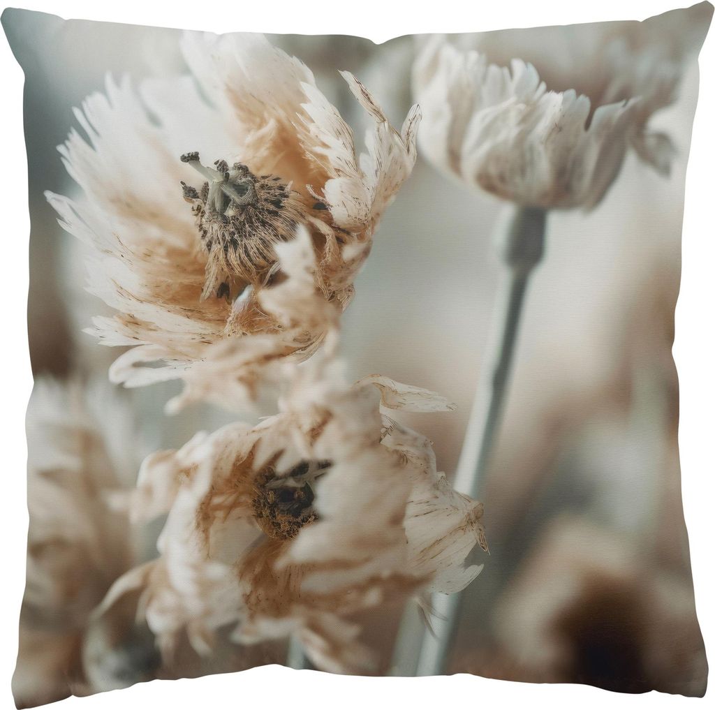 Dekokissen Blumen drinnen / Indoor Zierkissen Samt waschbar Design pastell Sofakissen ohne Füllung