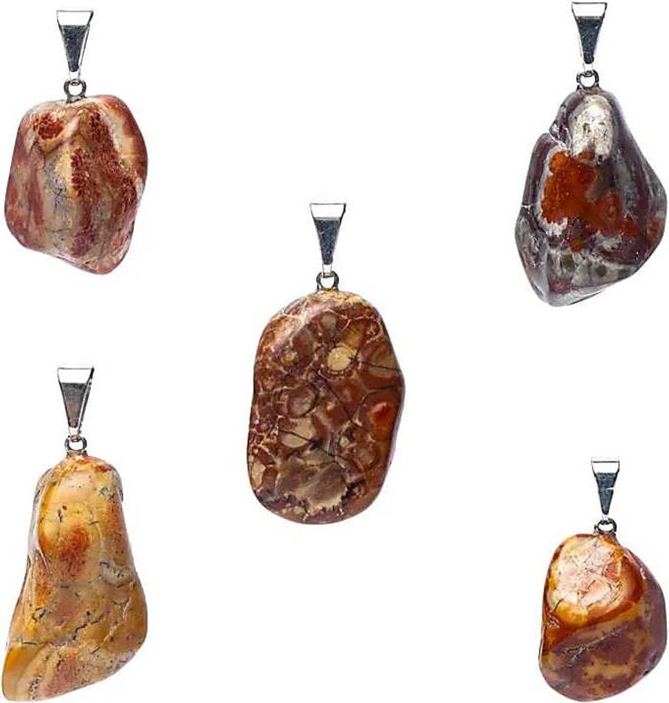 Vogelaugen-Jaspis-Edelstein-Anhängerstift, gebohrt – ±25 cm, Packung mit 5 Stück – ±2,5 cm, Packung mit 5 Stück