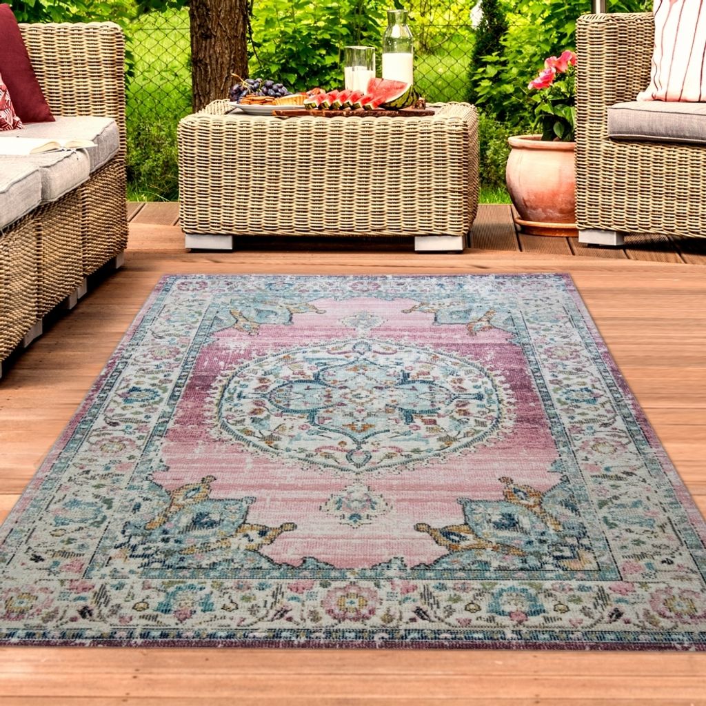 Teppich Orient Outdoor Vintage in rosa Größe - 140 x 200 cm
