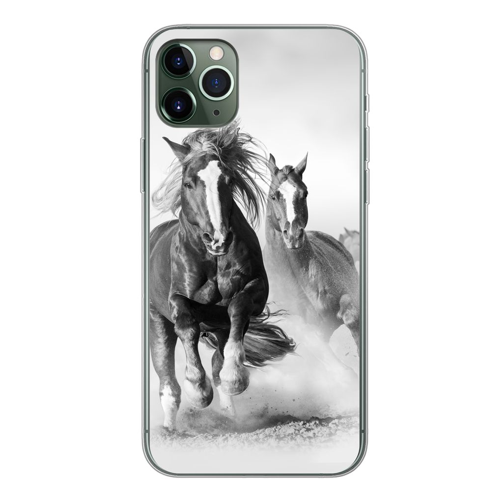MuchoWow Handyhülle Schutzhülle Hülle für iPhone 11 Pro Max Pferde - Tiere - Illustration Silikon Softcase Handy Hülle - Schutz
