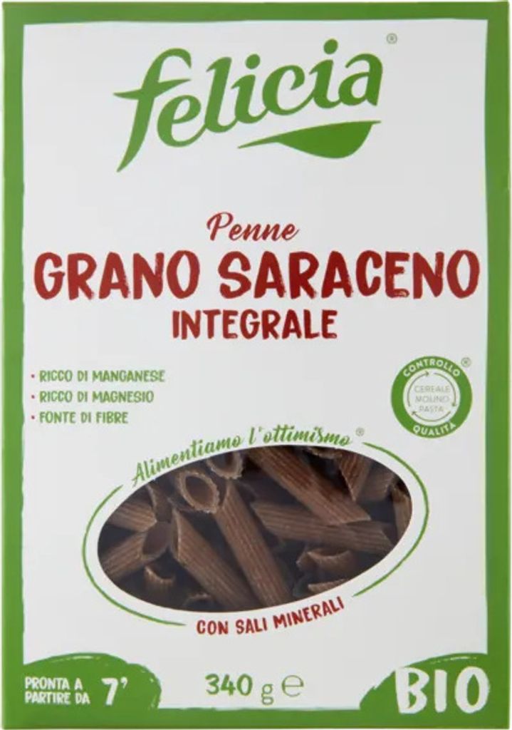 The image shows the front of a pasta box.
