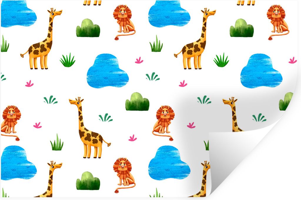 MuchoWow Wandtattoo Wandsticker Wandaufkleber Löwe - Design - Tiere - Kind 90x60 cm Selbstklebend und Repositionierbar - Aufkleber