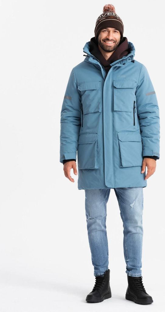 Ombre Clothing Winterjacke für Männer Samir Blau L