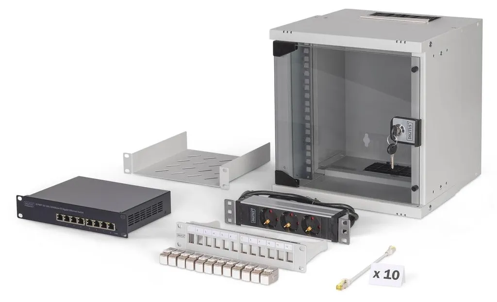 Coffret 10 Pouces 6U Digitus DN-49100-SET Châssis Compact Acier Gris