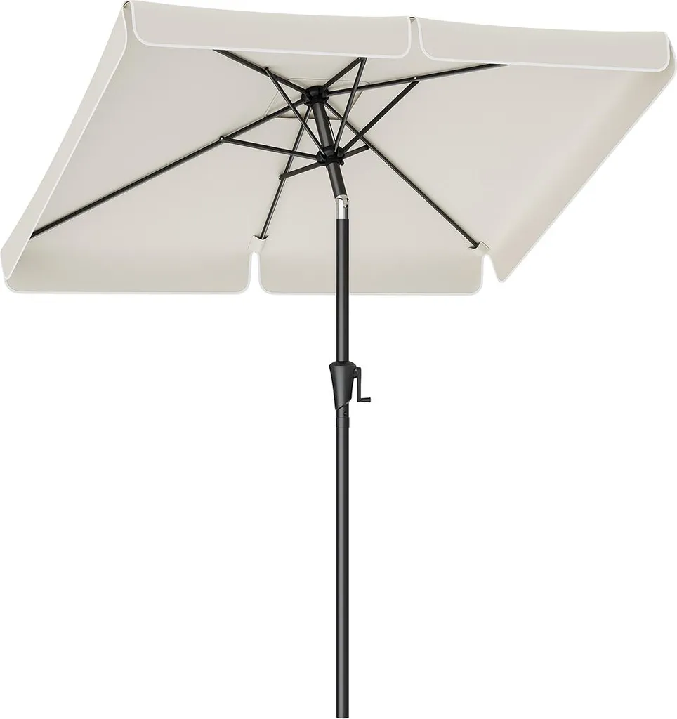 Grand parasol de balcon rectangulaire beige 2x1,5m avec mât inclinable