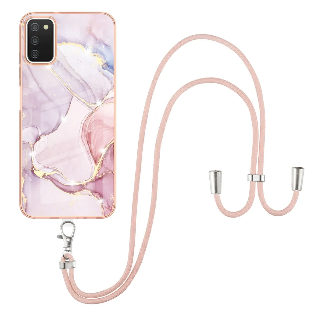 Custodia Samsung Galaxy A03S con Cinturino Oro Rosa TPU Morbido
