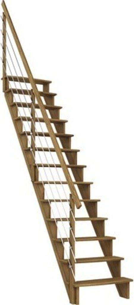 Pertura Wangentreppe Filia Eiche Ohne Setzstufen Seitenwange eiche gerade 75 cm 12 Stufen / 13 Steigungen Relinggeländer