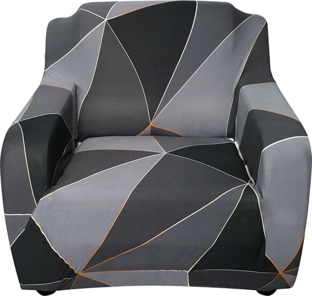 Bedruckte Sofabezug Stretch Sofa Schonbezüge, 1 Sitzer, 90cm-130cm,Graue Geometrie
