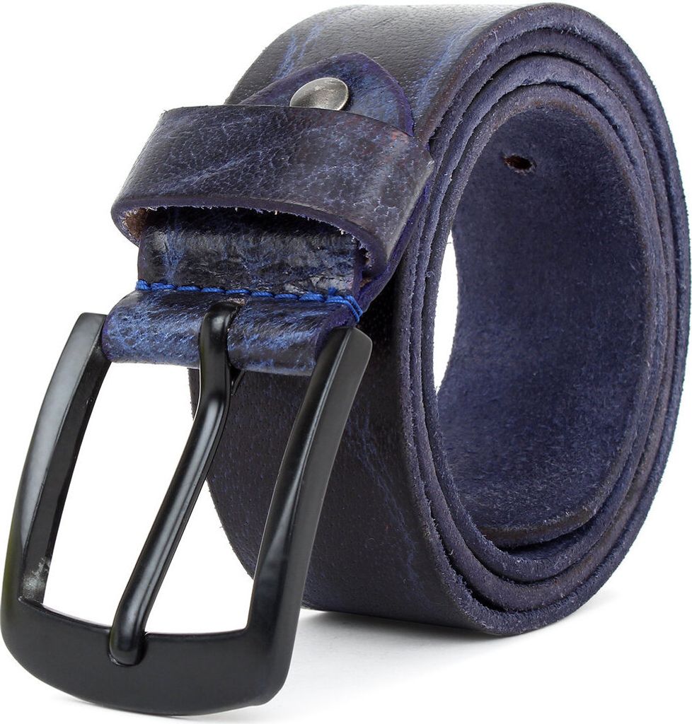 Echt Leder Gürtel 4cm Herren Damen Ledergürtel für Jeans, Anzug Schwarz Kürzbar