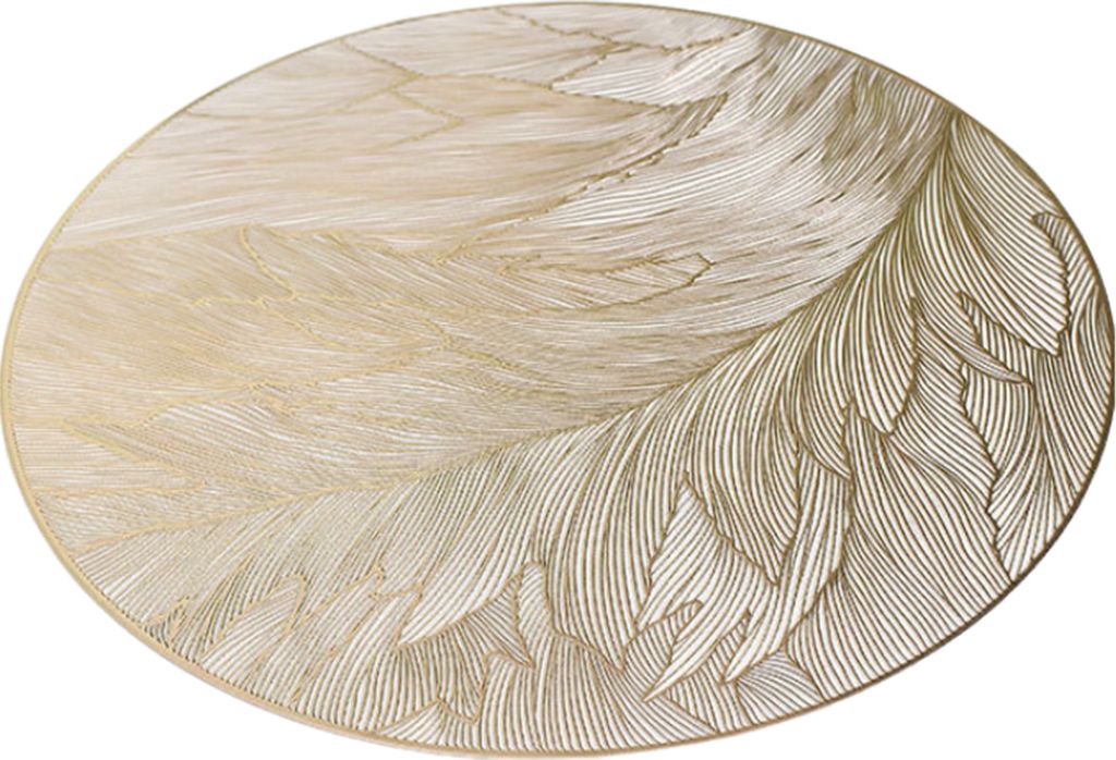 Tischsets, PVC-Tischset, hitzebeständig, rund, Essunterlage, Federstruktur, schützend, verbrühungssicher, verschleißfest, Küchenzubehör für ...