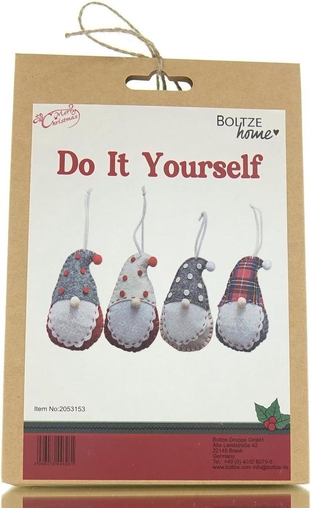 Boltze Weihnachtsdeko Kinder Do It Yourself Bastelset Wichtel Talis für 4 Anhänger