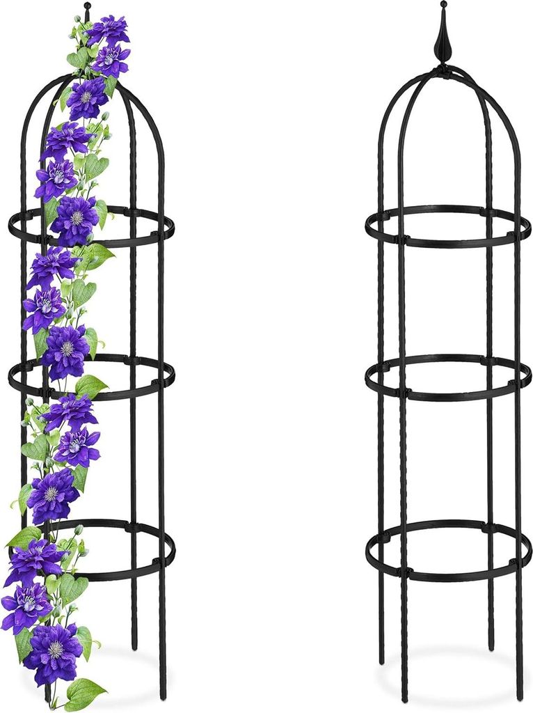 Relaxdays Rankhilfe Obelisk, 2er Set, 100cm hoch, Ranksäule Produktbild 