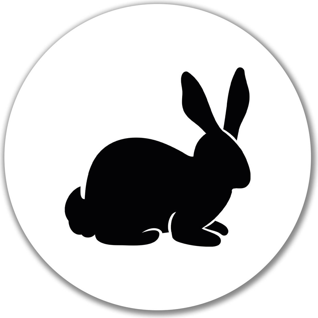 Huuraa Aufkleber Hase Kaninchen Silhouette 10cm rund Sticker Geschenkidee