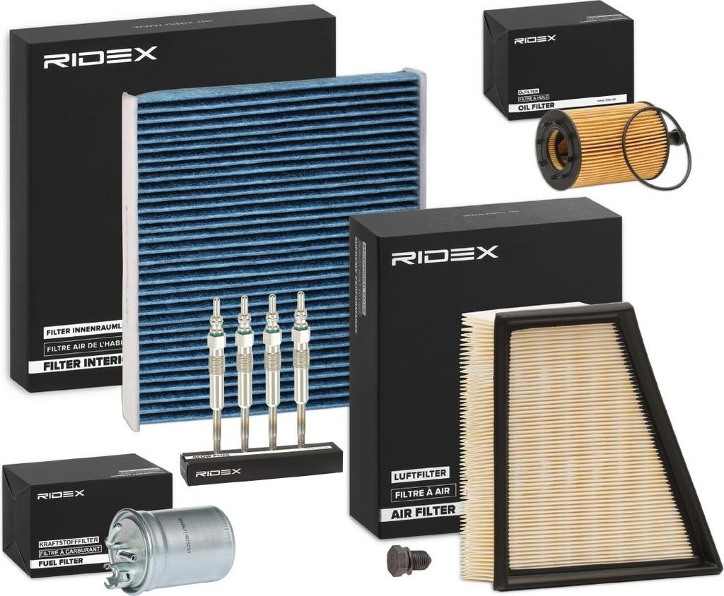 RIDEX Inspektionspaket Filterset für VW POLO (9N) Polo Limousine (9A4, 9A2, 9N2, 9A6) Polo Limousine (9N4) für SKODA Fabia II Schrägheck (542) F...