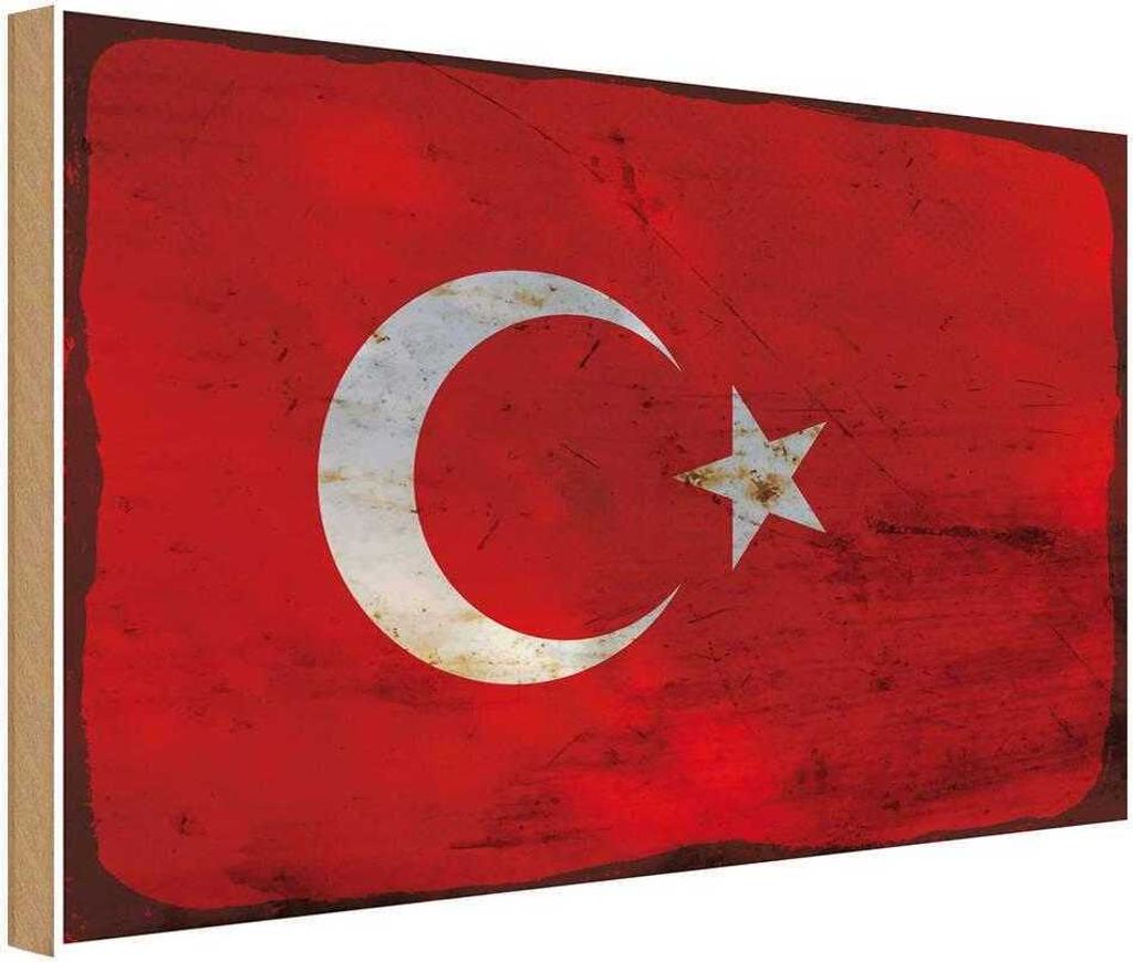 vianmo Holzschild 30x40 cm Türkei Turkey Flagge Fahne Wappen