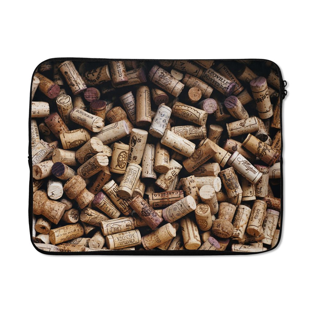 MuchoWow Laptop Hülle 17 Zoll Laptoptasche Großer Stapel von Korken - Zipper - Schutzabdeckung