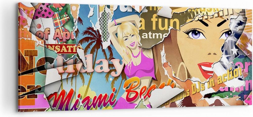Bild auf Leinwand - Leinwandbild - Graffiti modern - 100x40cm - Wand Bild - Wanddeko - Wandbilder - Leinwanddruck - Bilder - Kunstdruck - Wanddekor...