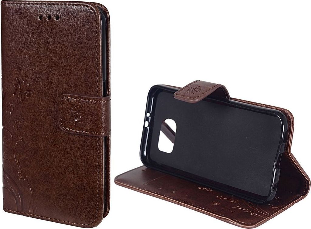 Schutz Hülle Blumen für Handy Samsung Galaxy S6 Coffee