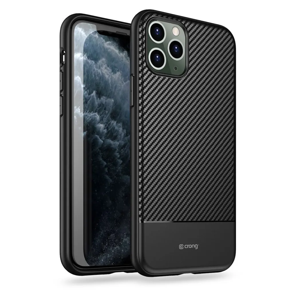 Custodia Crong Prestige Carbon iPhone 11 Pro - Nero Anti-Graffio